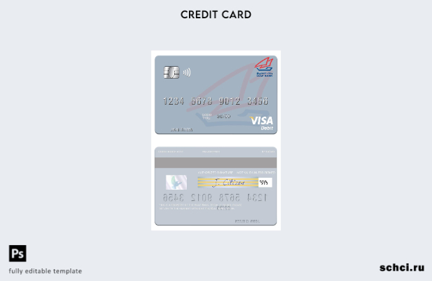 цифровая загрузка шаблона дебетовой карты Visa банка Персидского залива